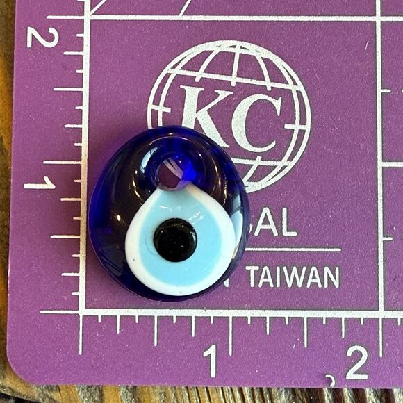 Evil Eye Amulet Pendant Cobalt Blue Glass Art Handblown White Protection - Picture 5 of 5